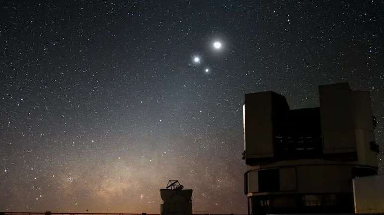 Conjunção entre Lua, Vênus e Júpiter (Imagem: Reprodução/ESO/Y. Beletsk)