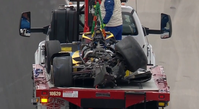 Colton Herta bateu entre as curvas 1 e 2 de Indianápolis durante o Carb Day 