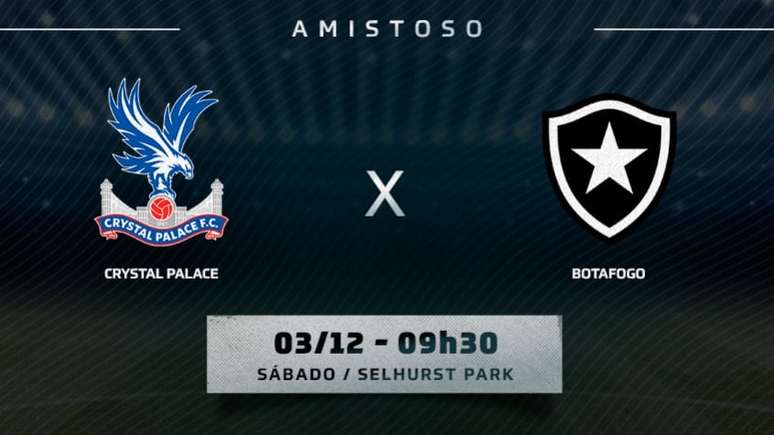 Crystal Palace e Botafogo se enfrentam na Inglaterra (Arte: LANCE!)