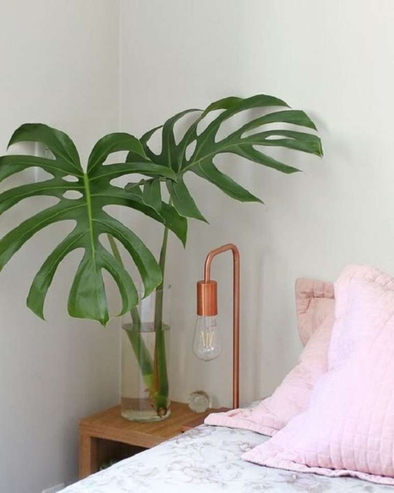 30. Quarto decorado com vaso de vidro para plantas &ndash; Foto Natalia Cadwell