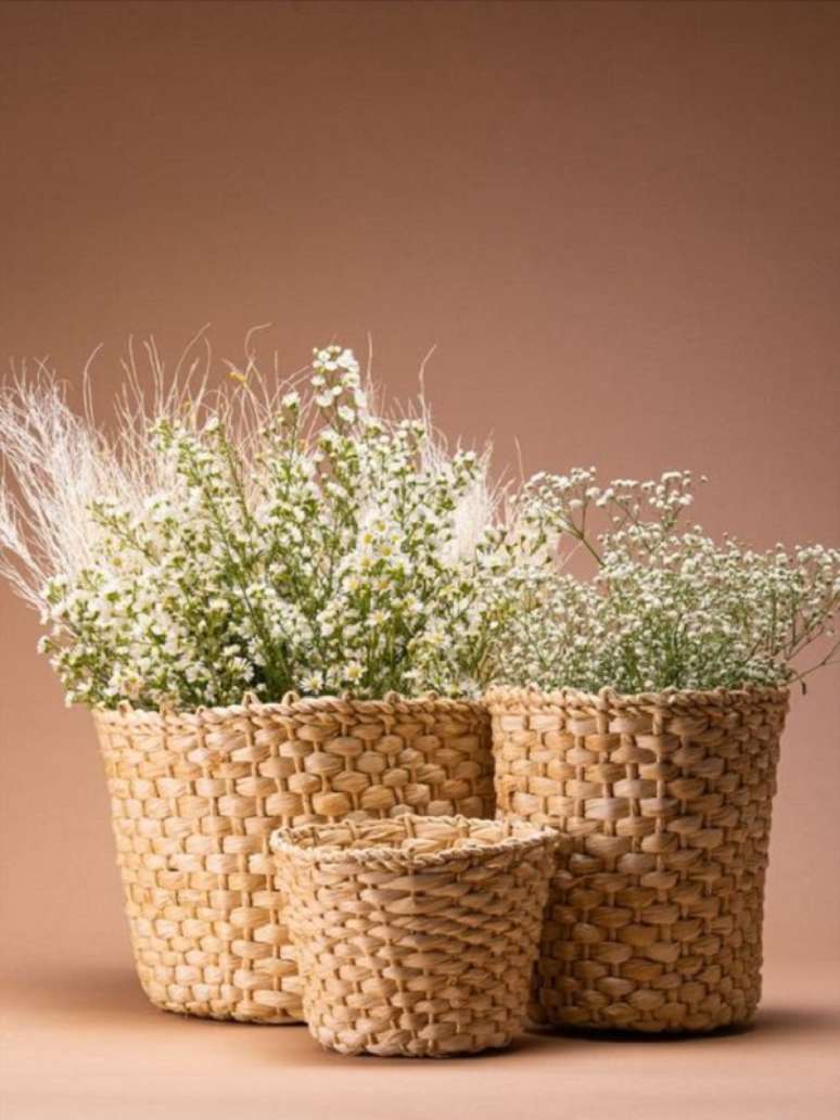 39. Plantas decorativas no cesto de palha &ndash; Foto Ornate Casa