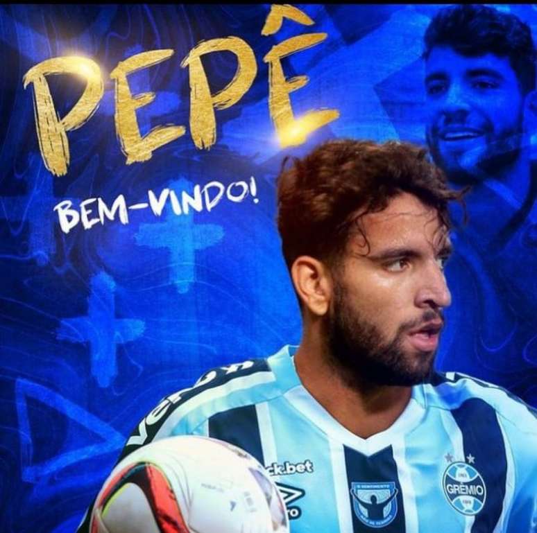 Pepê foi oficializado como novo reforço do Grêmio (Divulgação/Grêmio)