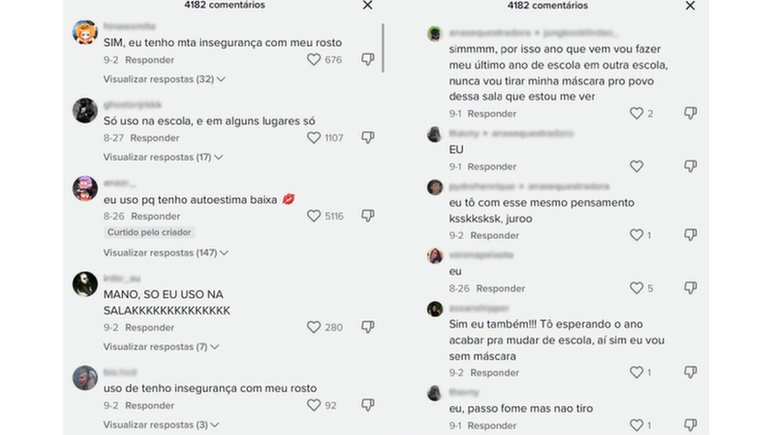 Alguns adolescentes dizem querer trocar de col&eacute;gio para que seus colegas, que j&aacute; os conheceram de m&aacute;scara, nunca cheguem a ver seus rostos