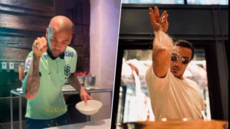 Daniel Alves imitou chef turco Salt Bae (Montagem LANCE!)