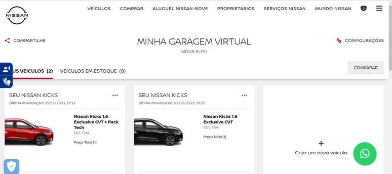 Nissan cria "garagem virtual" em seu site.