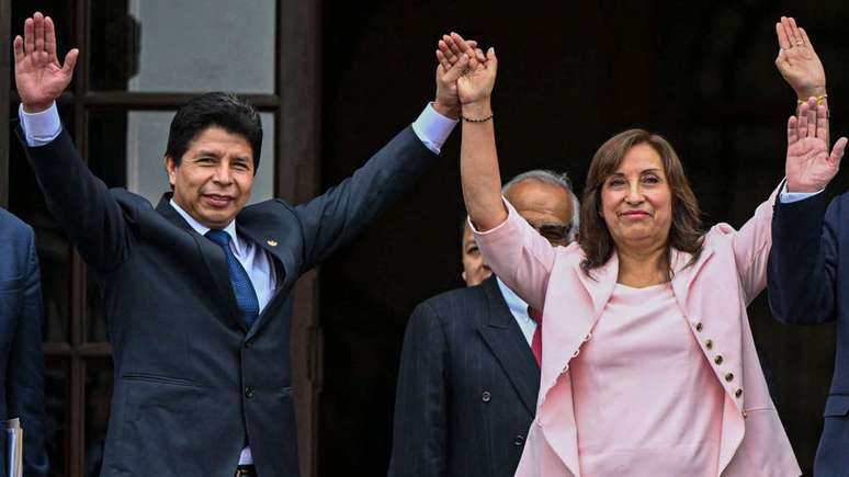 Pedro Castillo e Dina Boluarte em foto de 21 de novembro