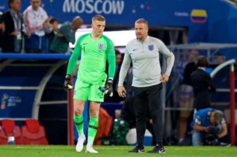 Pickford e Margetson durante a Copa do Mundo de 2018, na Rússia (Foto: Divulgação/FA)