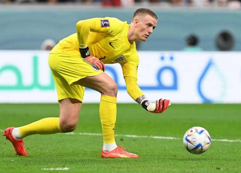 Pickford foi titular em todos os jogos da Inglaterra até aqui na Copa do Mundo (Foto: EFE/EPA/Neil Hall)