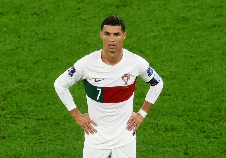 Cristiano Ronaldo, de Portugal, no jogo contra Marrocos