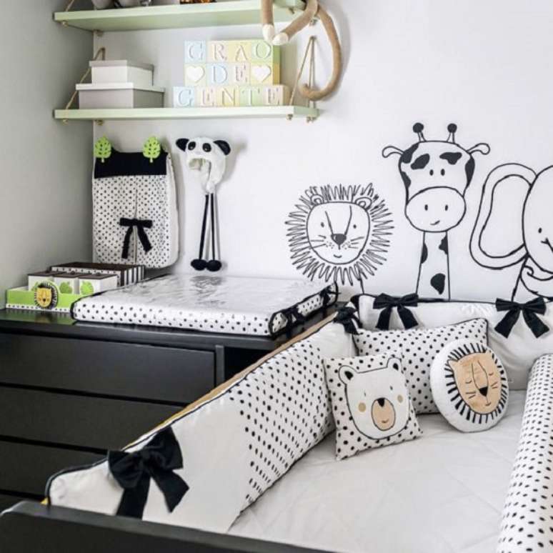 6. Kit ber&ccedil;o moderno preto e branco &ndash; Foto Grao de Gente