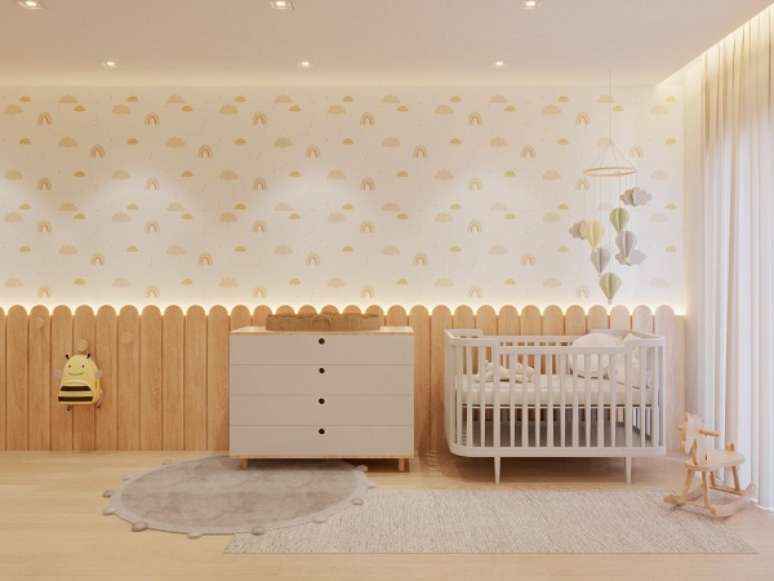 20. Ber&ccedil;o moderno no quarto em tons neutros &ndash; Foto Casa 257 Arquitetura