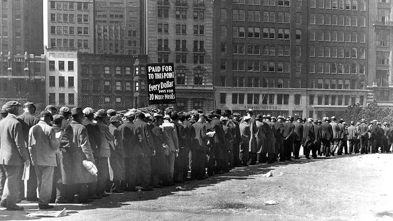 Centenas de milhares de pessoas ficaram sem trabalho durante a Grande Depressão, em 1929