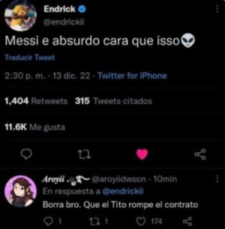 Endrick elogiou Messi nas redes sociais (Reprodução)