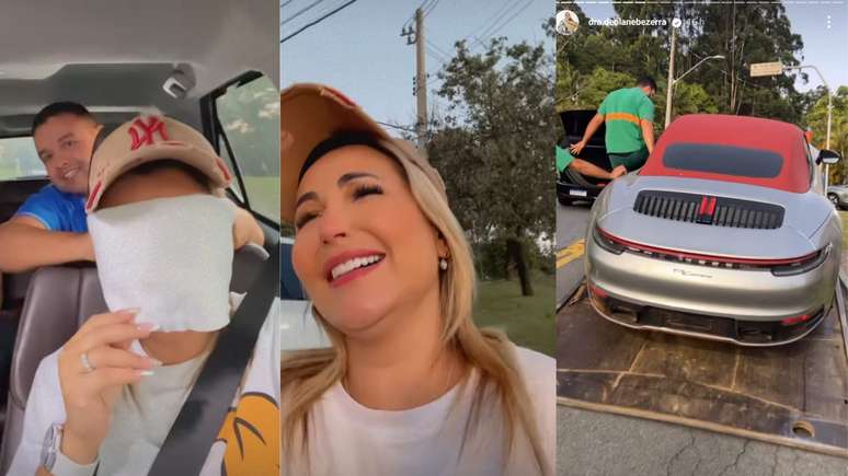 Amigos de Deolane fazem surpresa para a influenciadora, que se emociona ao ver carros de volta