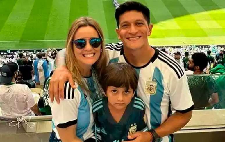 Cano celebrou o tricampeonato da Argentina ao lado do filho Lorenzo (Reprodução/Instagram)