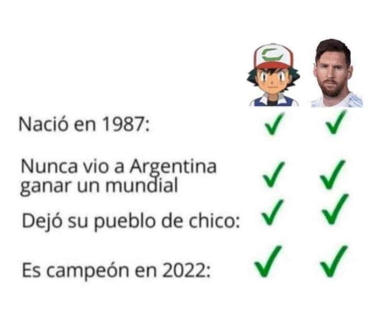 Memes comparam semelhanças entre Ash Ketchum e Lionel Messi