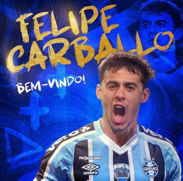 Felipe Carballo é o sexto reforço do Grêmio na temporada 2023 (Divulgação/Grêmio)