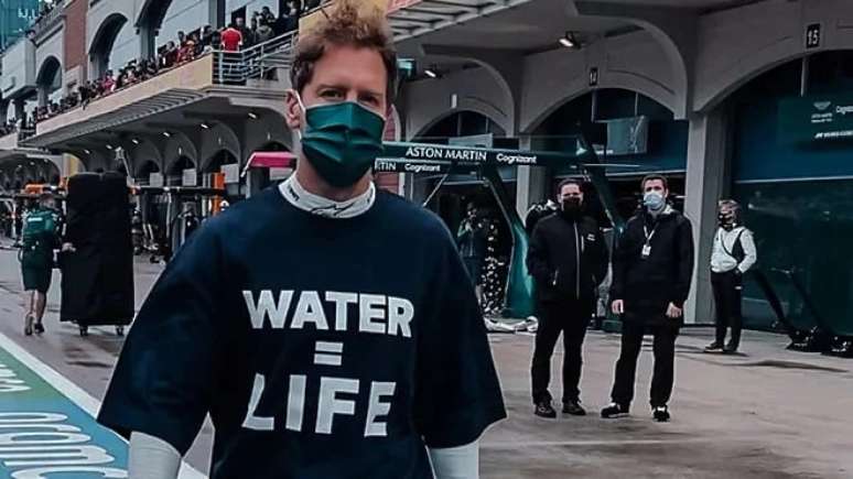 Sebastian Vettel fez quest&atilde;o de chamar aten&ccedil;&atilde;o para a crise clim&aacute;tica do planeta 