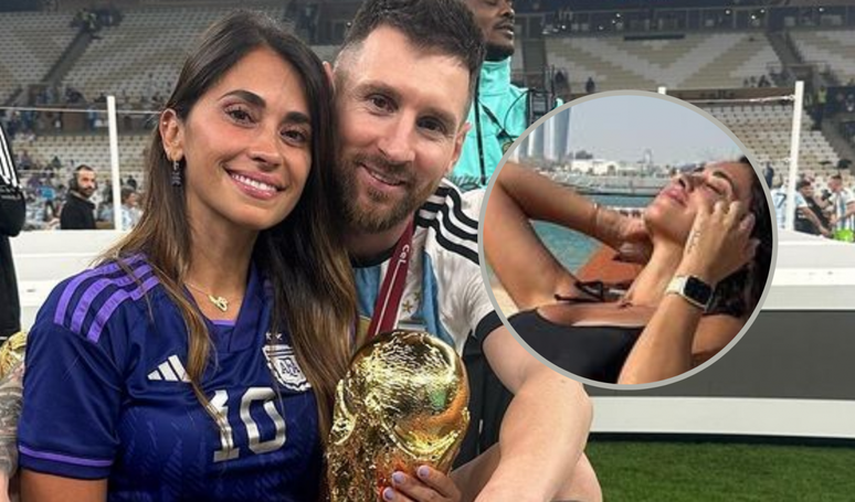 Mulher de Messi Antonela Roccuzzo abre álbum de fotos no Catar e surpreende com clique só de