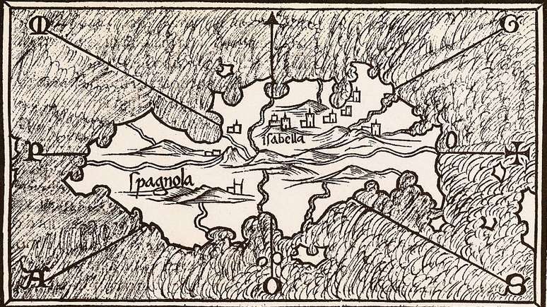 Mapa de 1534 no qual aparece a cidade de La Isabela