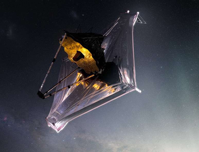 Ilustração do James Webb no espaço: o telescópio deve ficar 20 anos em operação