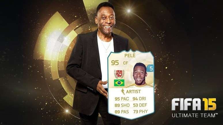 Pelé revelando seu Overall no Ultimate Team de FIFA 15