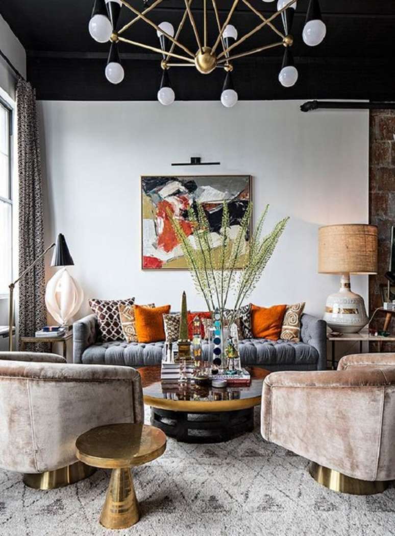 23. Sala com decora&ccedil;&atilde;o escandinava e detalhes em tons terrosos &ndash; Foto Reciclar e Decorar