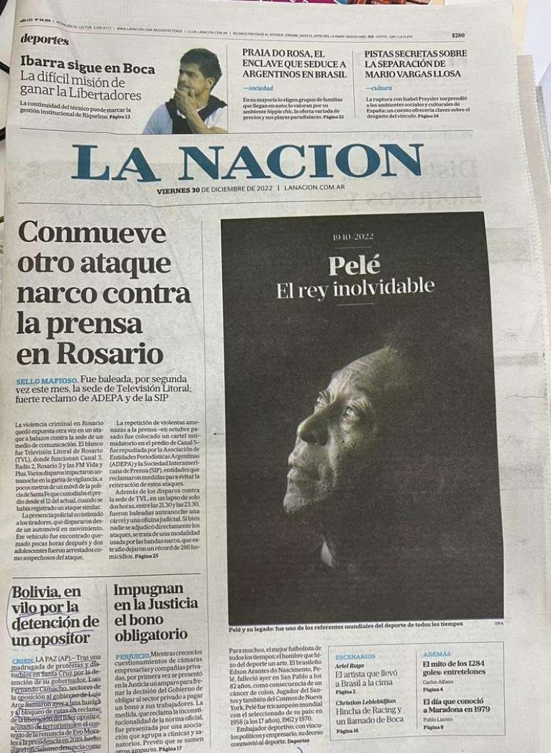 Morte de Pelé teve destaque nos jornais argentinos