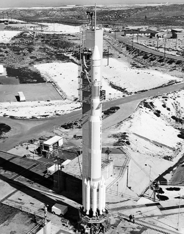 O primeiro sat&eacute;lite Landsat foi lan&ccedil;ado por um foguete Delta em 1972