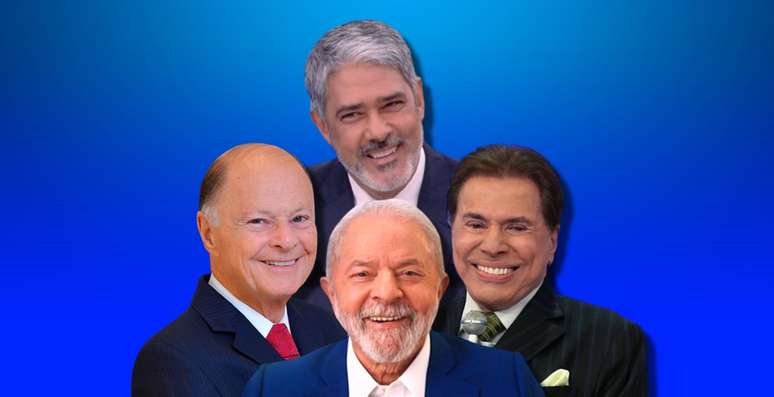 Lula entre Edir Macedo (Record), William Bonner (Globo) e Silvio Santos (SBT): resistência a Lula está menor nas TVs