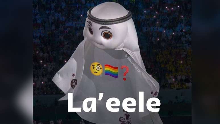 Mascote do Catar que virou meme para a expressão baiana "Lá ele"