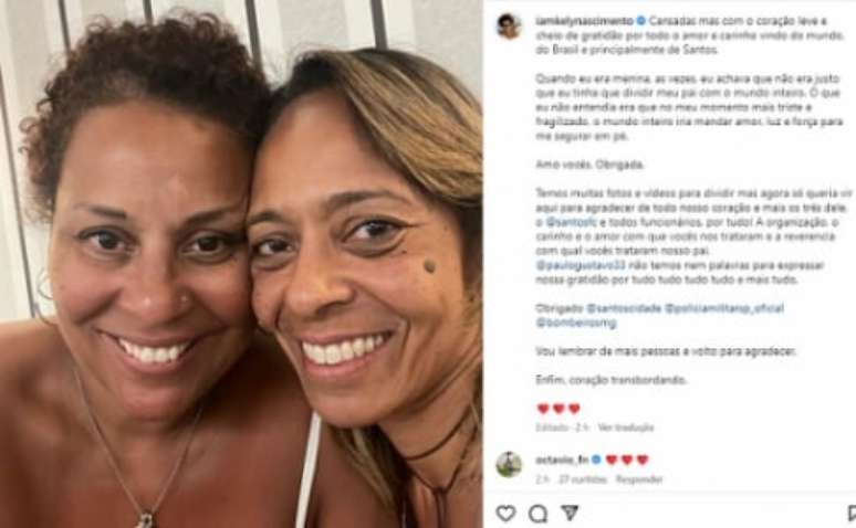 Filha de Pelé, Kely publicou texto nas redes sociais (Reprodução/Instagram)