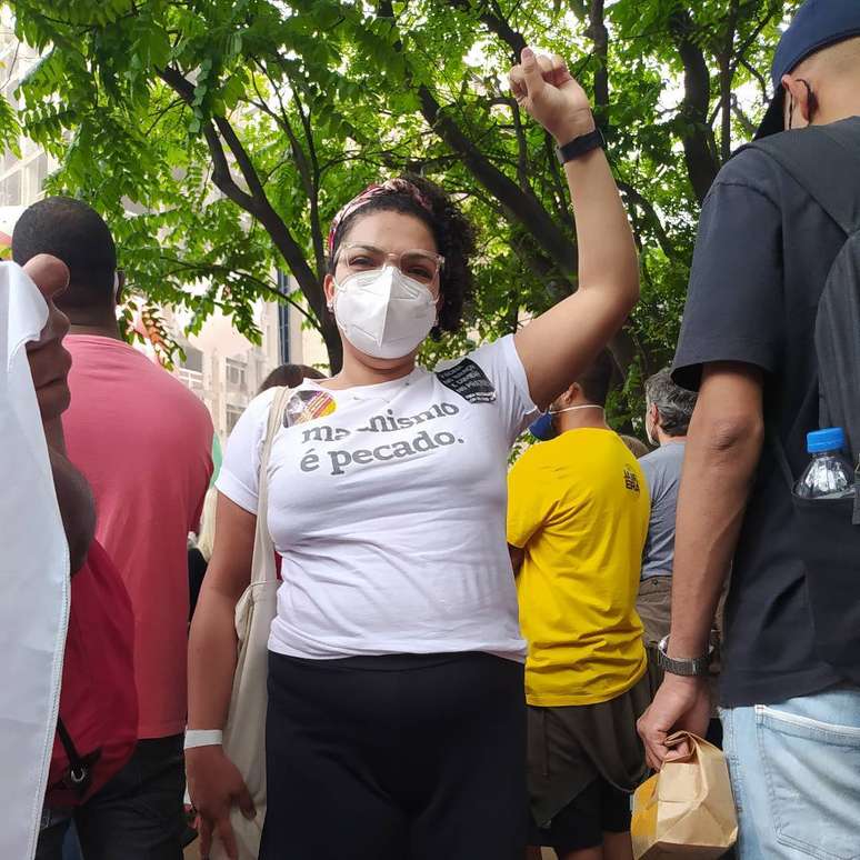 Em 2012, durante manifestação contra o ex-presidente Bolsonaro em São Paulo