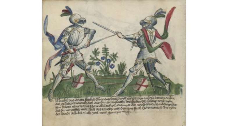 Os manuais de luta com espadas frequentemente inclu&iacute;am instru&ccedil;&otilde;es para duelar com ou sem armadura