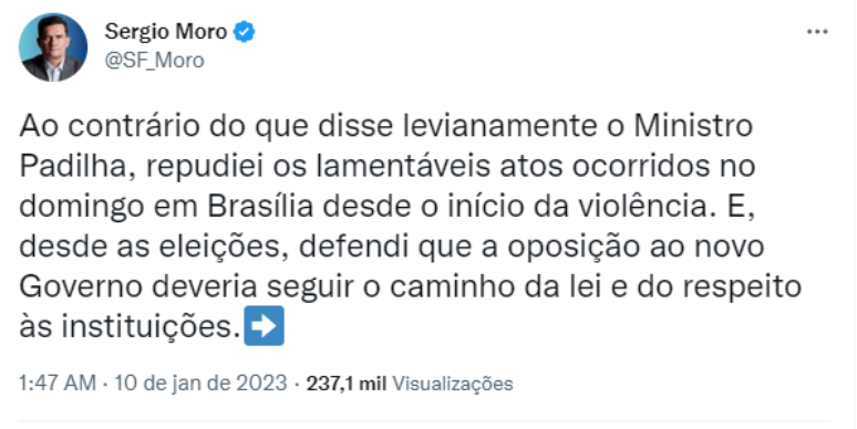 Tweet de Sergio Moro