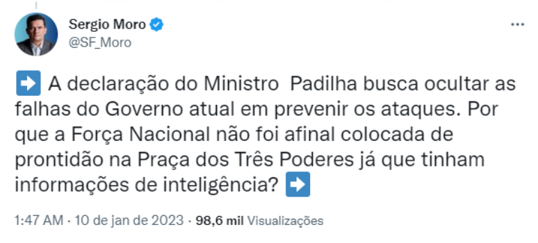 Tweet de Sergio Moro