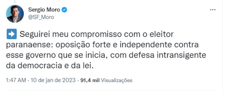 Tweet de Sergio Moro