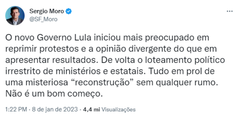 Tweet de Sergio Moro