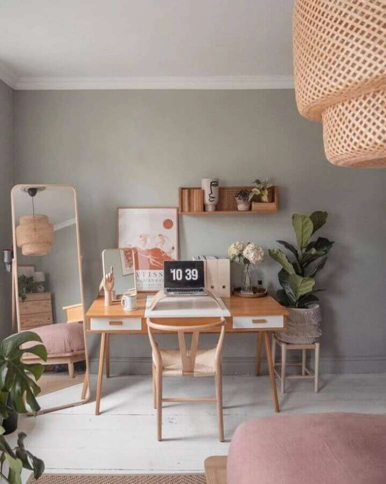 25. Cores neutras para decora&ccedil;&atilde;o de cantinho de estudo simples &ndash; Foto: Maddy Potts