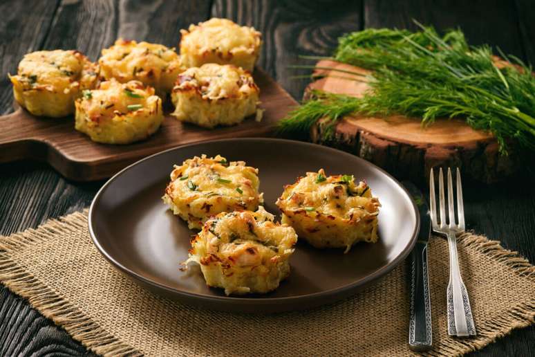 Muffin de batata-doce com frango