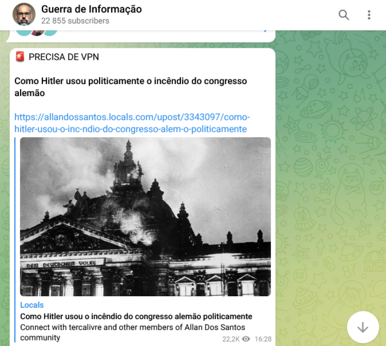 Reprodução de grupo do Telegram