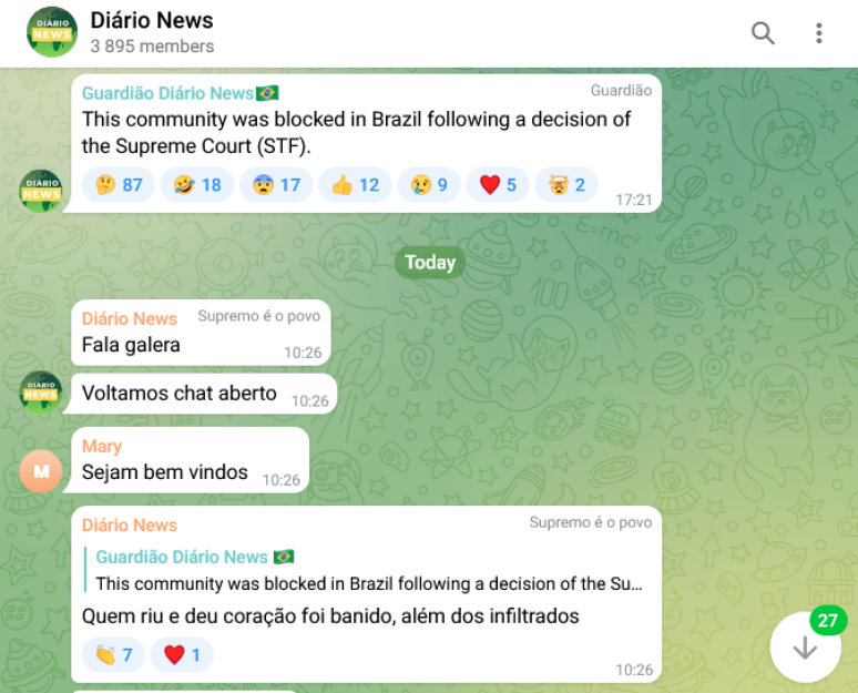 Bloqueio do Telegram - Grupo Cidadania Italiana 