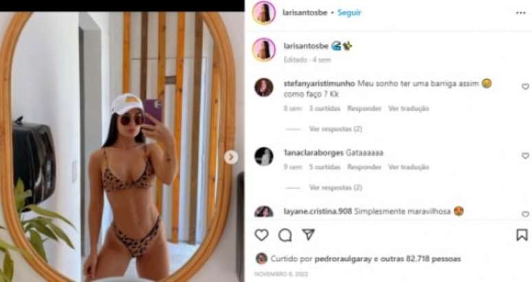 Pedro Raúl curtiu fotos de Larissa no Instagram (Foto: Reprodução/Instagram)