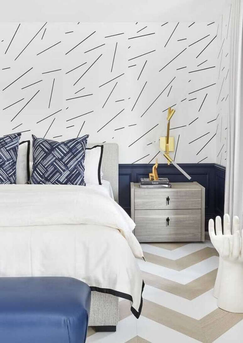 26. Decora&ccedil;&atilde;o minimalista com papel de parede para quarto masculino &ndash; Foto: Archilovers