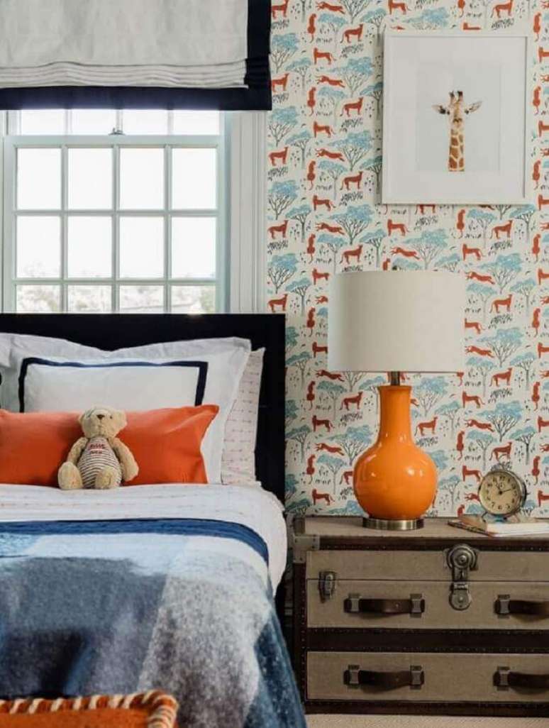 39. Estampa divertida para decora&ccedil;&atilde;o com papel de parede para quarto masculino infantil &ndash; Foto: The Boston Globe