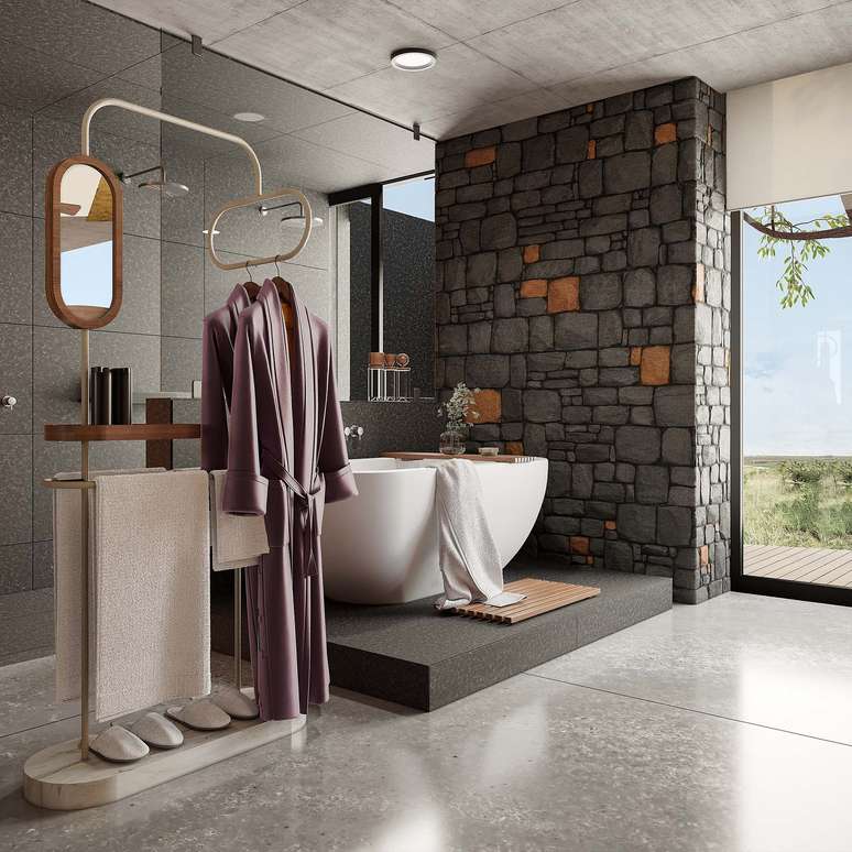 Os banheiros das doze cabanas do Homestead ter&atilde;o janel&otilde;es do ch&atilde;o ao teto.