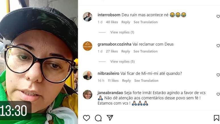 Tatiane gravou o momento em que ela e outros bolsonaristas foram detidos
