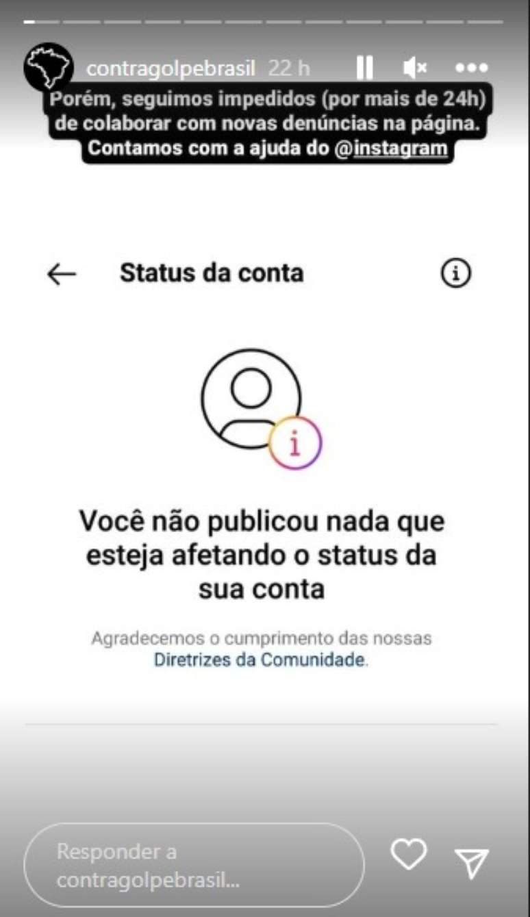 Postagem mostra mensagem da rede social