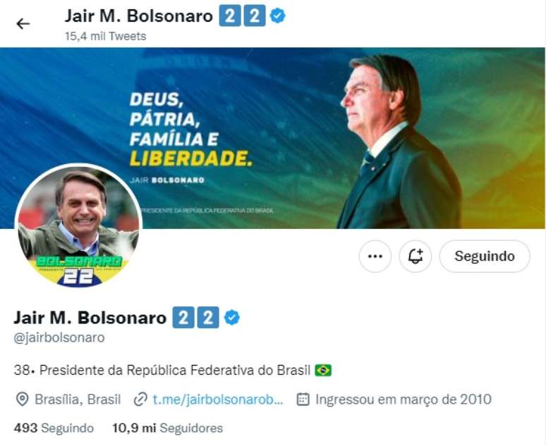 Bolsonaro mudou cargo no Twitter