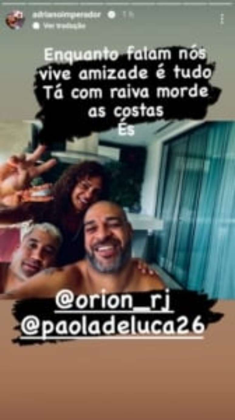 Adriano Imperador publicou foto nas redes sociais (Reprodução)